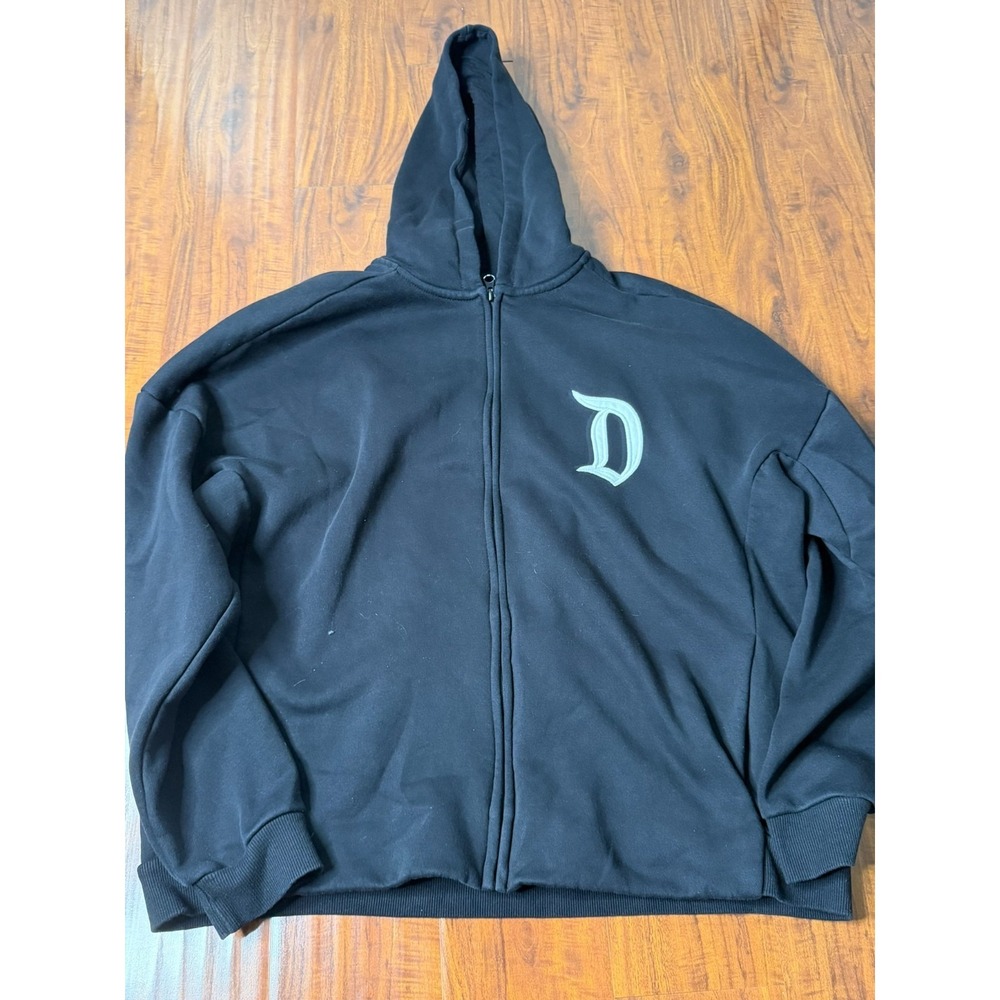 Disneyland Park Zip Up Hoodie Black Adult SZ L White Embroidered Logo Est. 1955